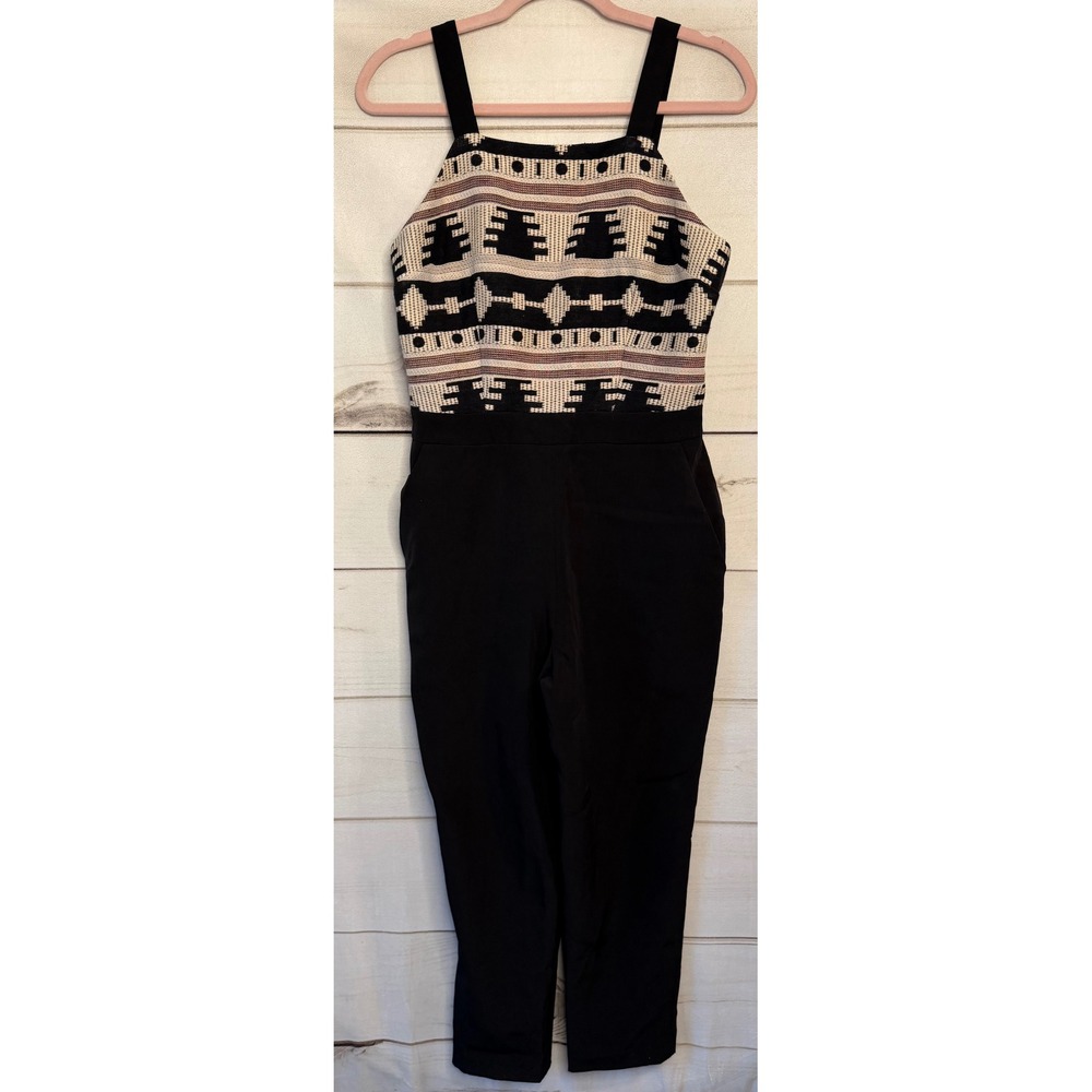 Nomad Morgan Carper Geometric Jacquard Bodice Jumpsuit Black Cream 6P